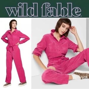 Wild Fable Pink Corduroy Jumpsuit L NWOT
